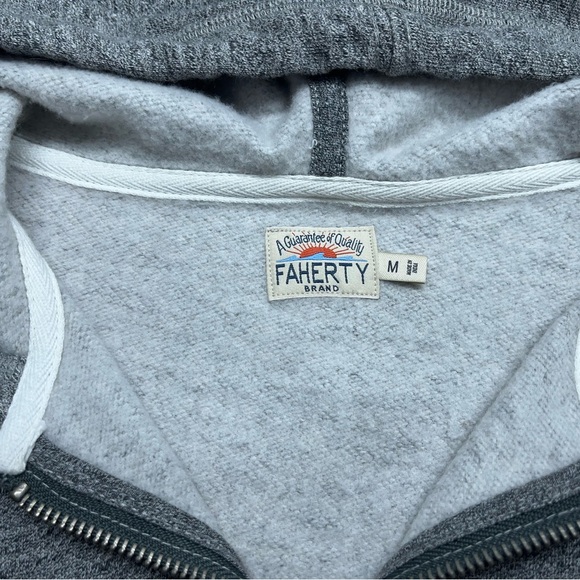 Faherty Full Zip Hoodie Mens Size Medium Gray Cotton Fleece Lined Huckberry - Picture 6 of 13